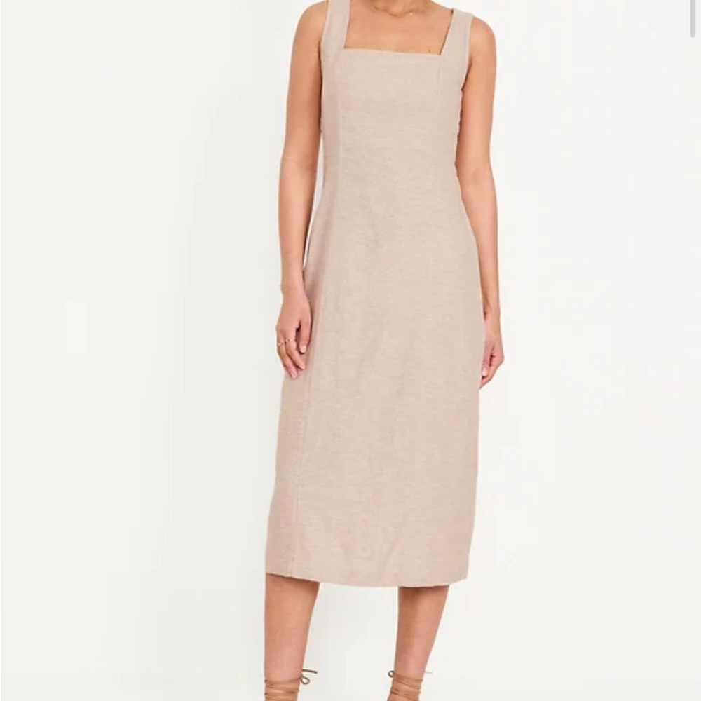 Sleeveless Linen-Blend Midi Dress